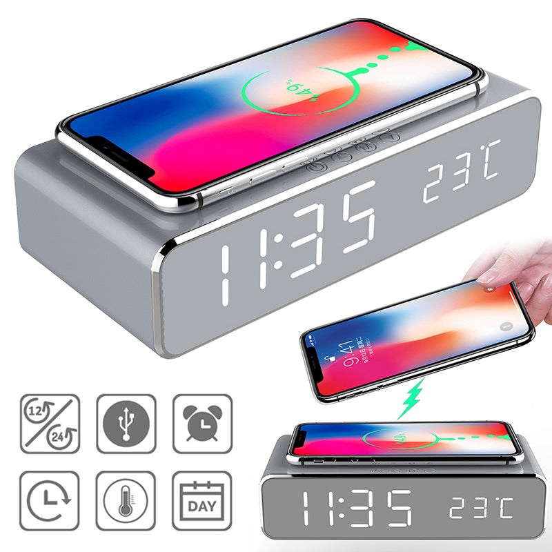 Digital Alarm Clock with Wireless Charger